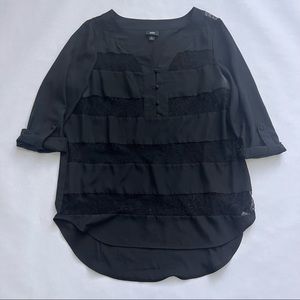 Black Sheer Mossimo Lace Striped Shirt